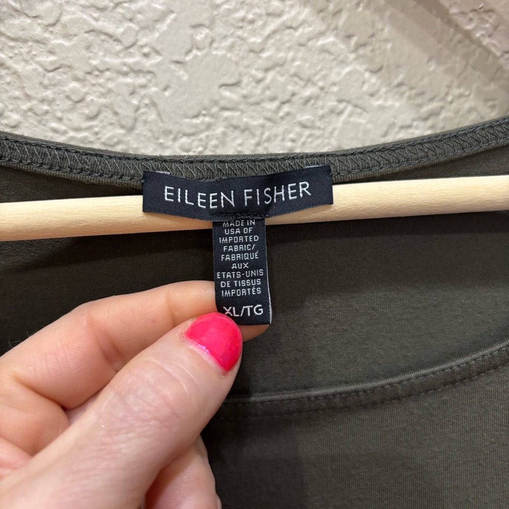 Eileen Fisher Crewneck Jersey Tank Size XL in Olive Green - Picture 4 of 9